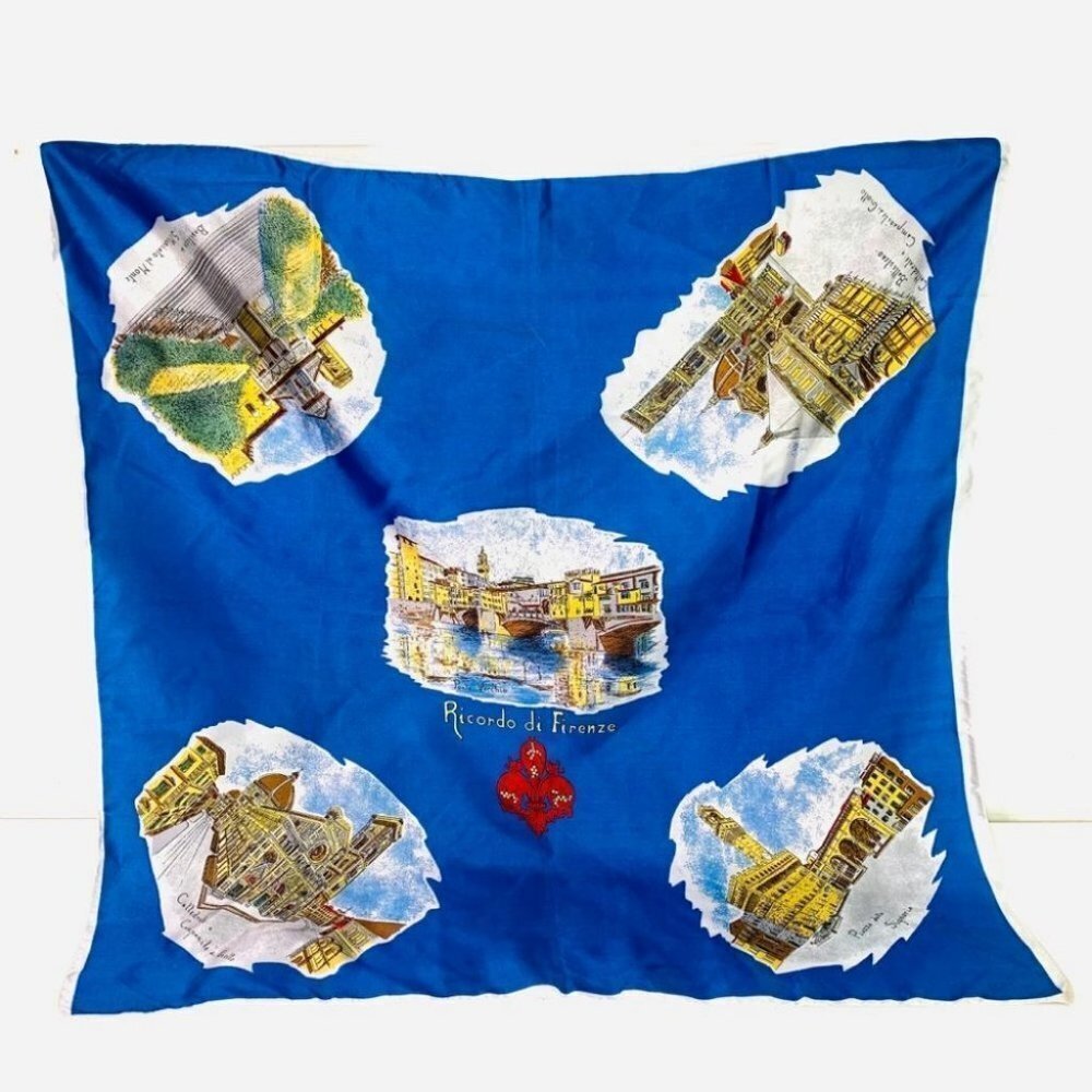 Ricardo Di Firenze blue square women summer spring  scarf - Picture 9 of 16